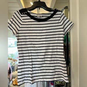 White House Black Market Monochrome Striped Top